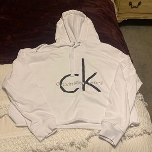 Cropped white Calvin Klein hoodie